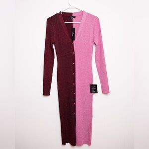 Lulu’s Burgundy and Pink Midi dress.